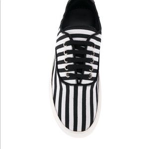 Saint Laurent Venice Striped Sneakers - B/W - 39